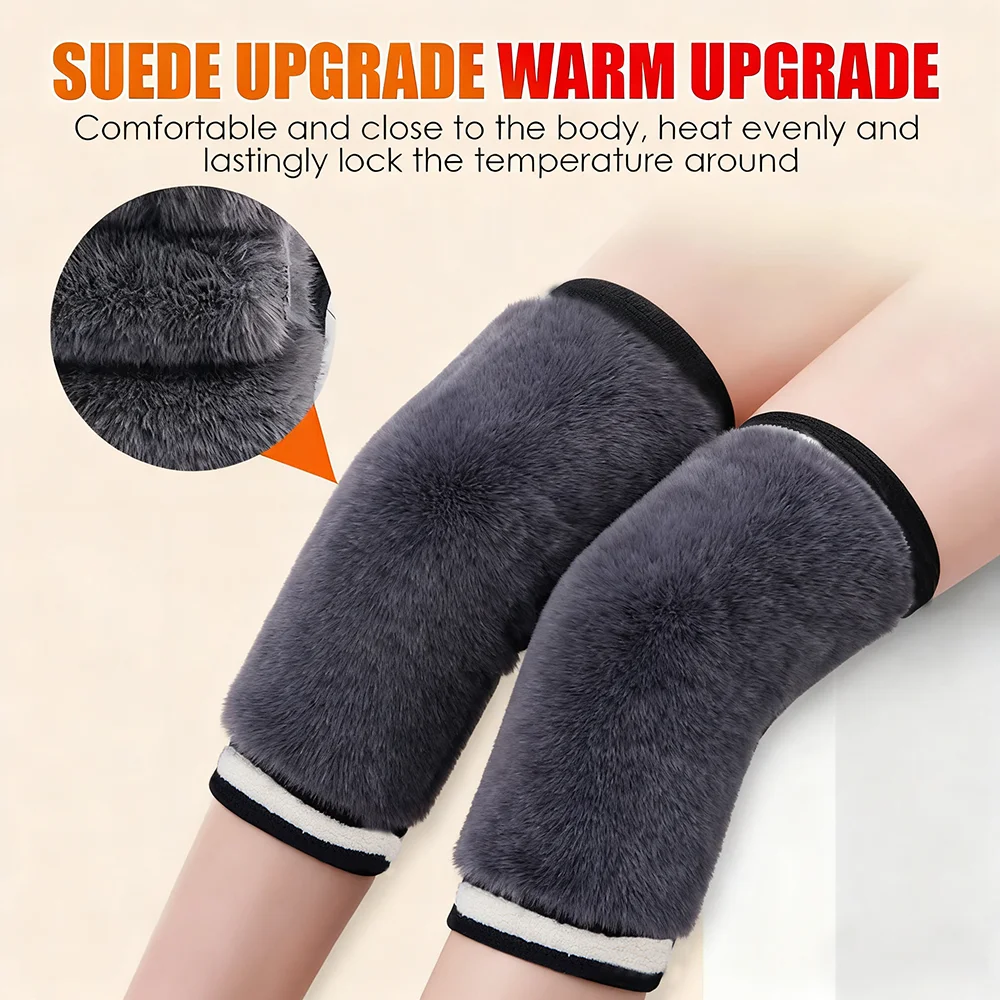 Rodilleras cálidas de invierno para mujeres, calentadores de piernas para hombres mayores, rodillera para artritis de piernas frías, rodillera, Protector de rodilla de piel de conejo