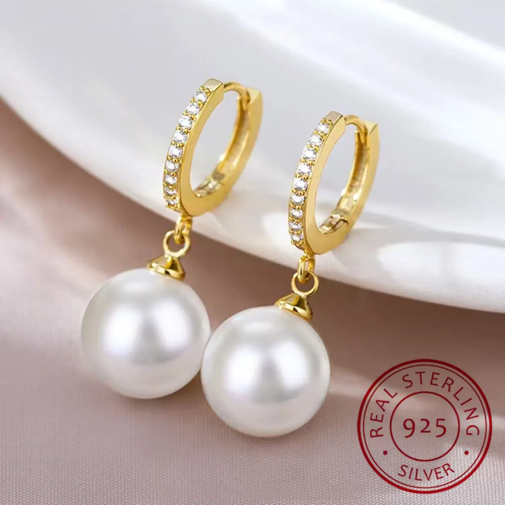 Cmon Kstar  top  Earrings Genuine Natural Freshwater Pearl 925 Sterling Silver Earrings Pearl Jewelry For Wemon Wedding Gift