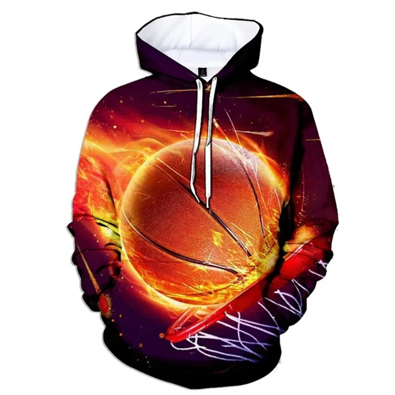 New Basketball Hoodie For Men Autumn 3D Printing Sweatshirt Cool Long Sleeve Sportswear Pullover Casual Oversized Streetwear