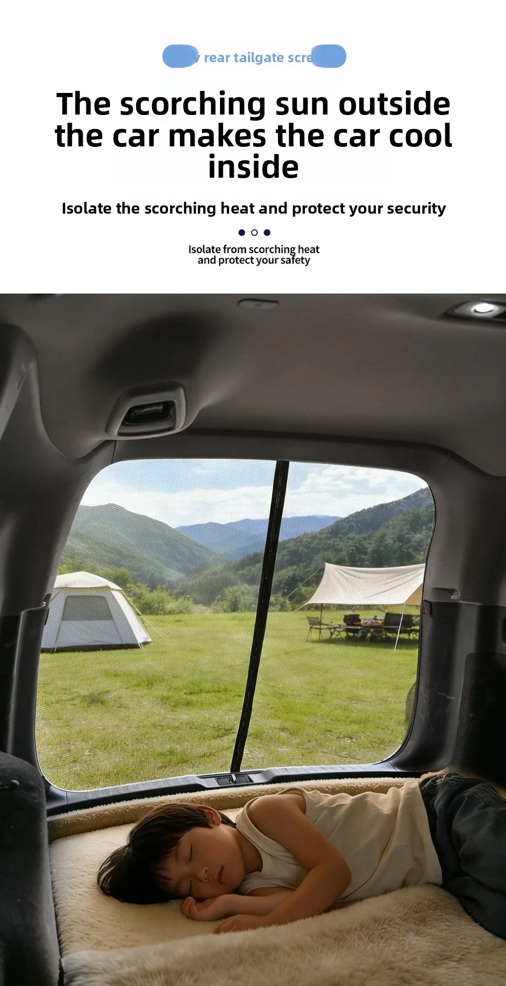 Magnetisches Kofferraum-Moskitonetz SUV Heckklappe Belüftungsgitter Insektenschutz Campingausrüstung für Outdoor-Selbstfahrerreisen – Detail 4