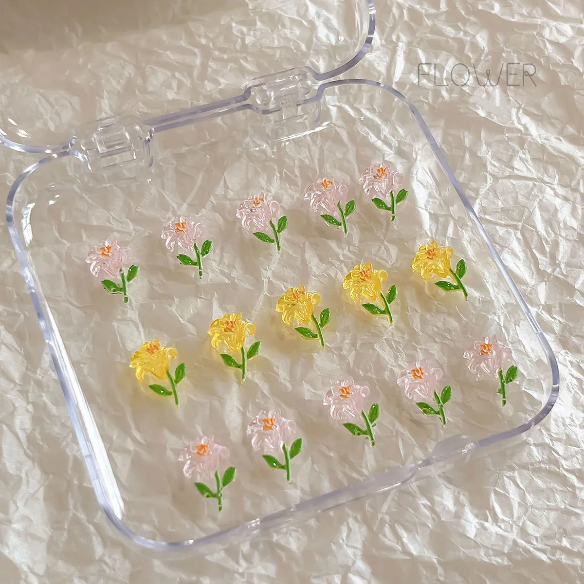 20PCS Mixed Flower Nail Charms 3D Kawaii Nail Art Rhinestone Resin Nails Jewelry Decorations DIY Manicure Accessories