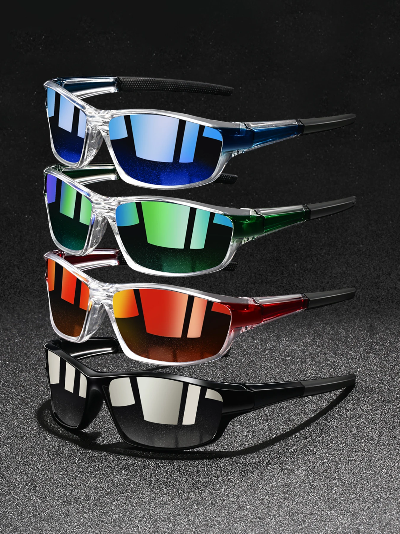 4 Stück Modische Sportbrillen für Männer und Frauen Reisen Urlaub Autofahren Angeln Radfahren Laufen Casual Vintage Sonnenbrille mit Klarem Rahmen