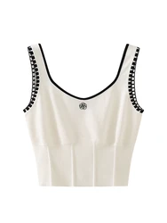 Women's White Crop Top Vintage Y2k Camisole Fashion Streetwear Sleeveless Off Shoulder Corset Top 90s 2000s Clothes Summer 2024