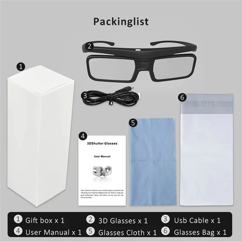 New-DLP Link Active Shutter 3D Glasses Not Suitable For All TV Eyeglasses For Home Cinema DLP Projector