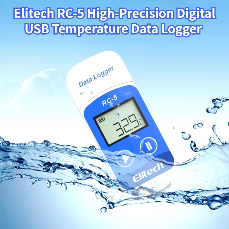 

Elitech RC-5 Высокоточный цифровой USB-регистратор данных о температуре для складского хранения, холодильной транспортной лаборатории