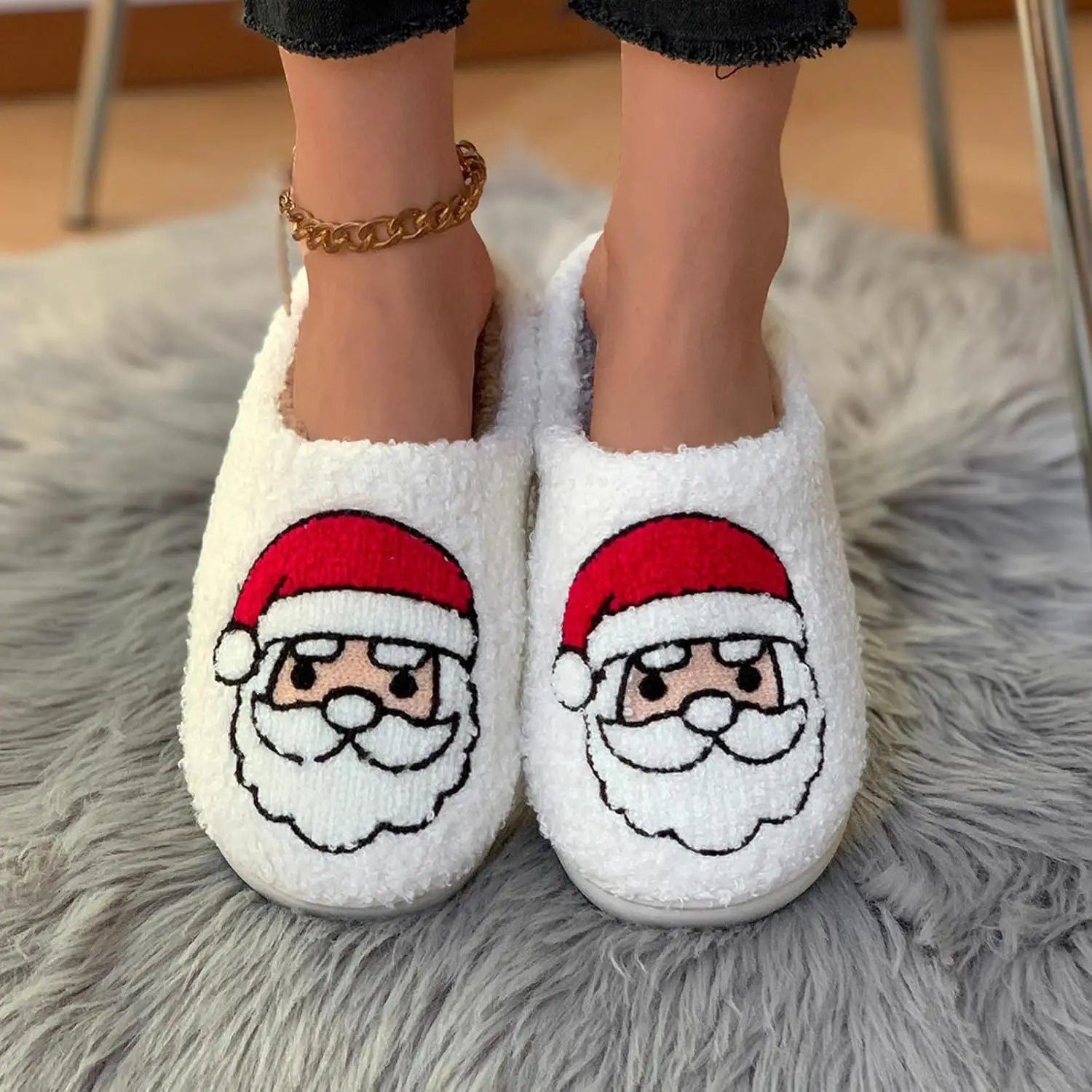 Christmas Slippers Plush Non-Slip Home Shoes Fleece Lined Warm Footwear - Image 4