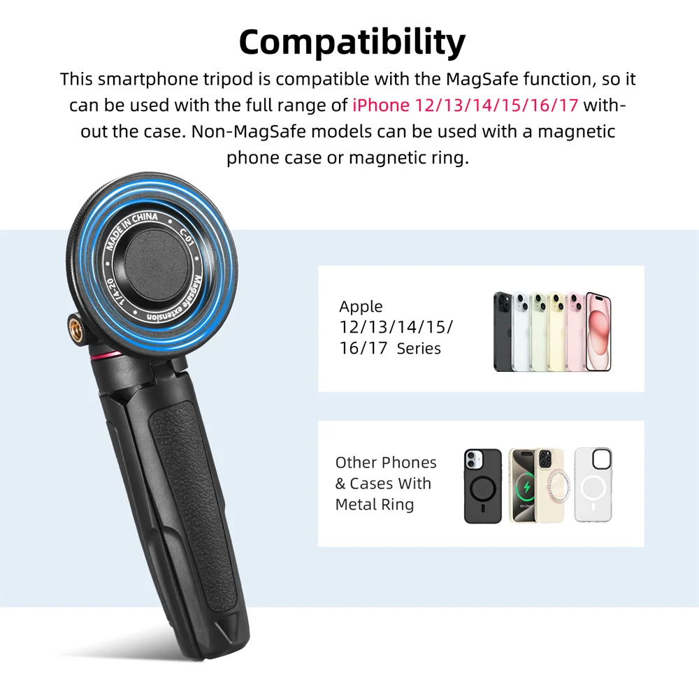 حامل ثلاثي عصا سيلفي مغناطيسية 2026 لكاميرا DJI Pocket 3 /DSLR/IPhone حامل هاتف أندرويد مع رأس كروي 1/4 بوصة 360 دوارة #5