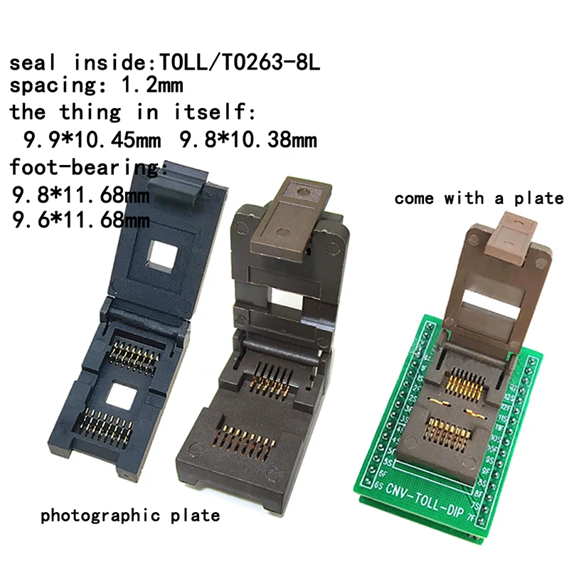 1PCS/Lot TOLL14 Flip-Flop Kelvin Pitch 1.2mm Aging Test Stand IC Programming Block TO263-8L Adapter HSOF8/TOLL8 Burn-in Stand