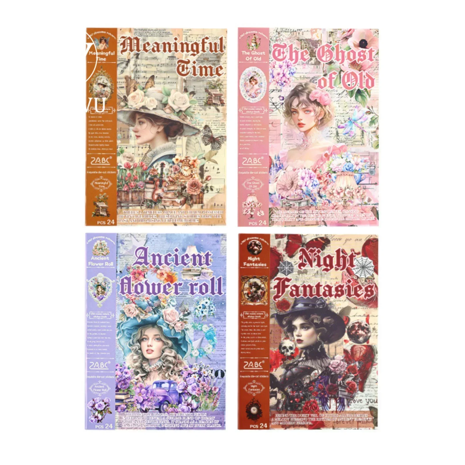 JIANWU Old Dream Return Series Vintage Flower Character Material Collage Sticker Book Creative DIY Journal Stationery