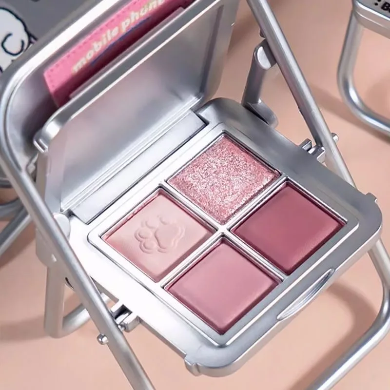 Myy Lidschatten-Palette mischbare matte Glitzer-Schimmer farben für das tägliche Make-up 4 Farben Handy halter Stuhl Design