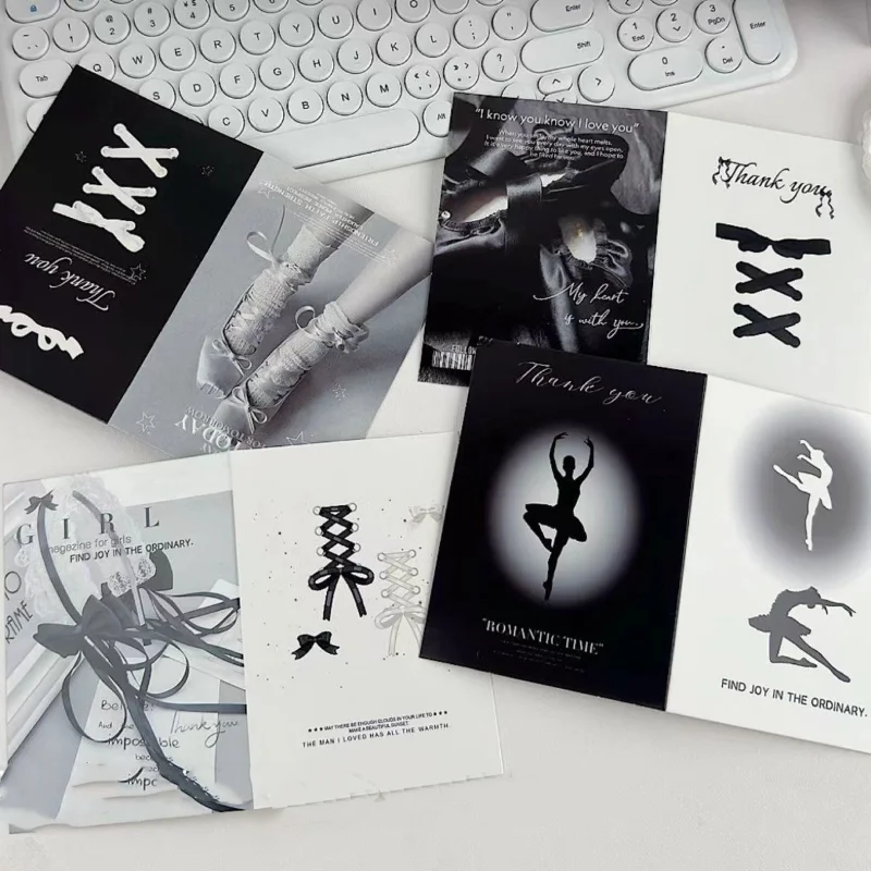 10Pcs Korean Chic Advanced Sense Black White Butterfly Folding Card Back Kpop 3-inch Photo Card DIY Packing Protective Cardboard