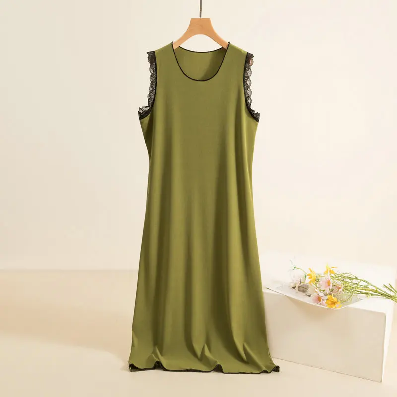 Sexy Thread Night Wear Vest Dress Women's Summer Nightdress Sleeveless Home Clothing Modal Lace Ladies Sleepwear Nightgowns