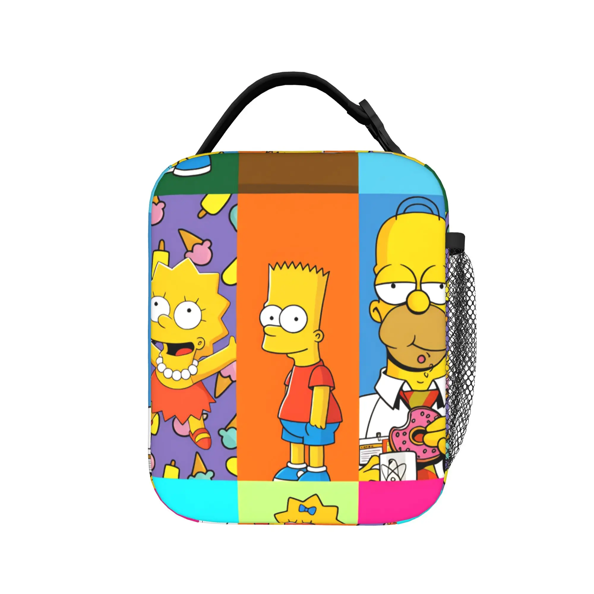 Funny Cartoon S-Simpsons Family Portrait Lunch Bag Portable Lunch Box Men School Print Cooler Bag Oxford Thermal Lunch Bags