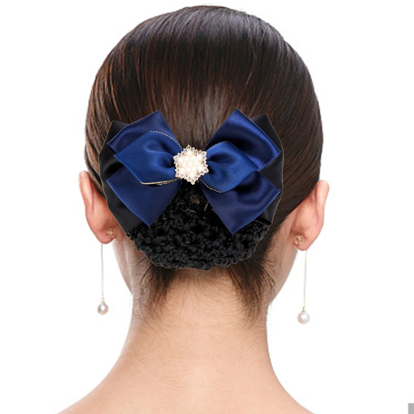 

Женская сетка для волос с жемчужным бантом, чехол для булочки, уникальная привлекательность для рабочих мероприятий, церемониальных мероприятий, повседневная одежда, чехол для булочки для волос