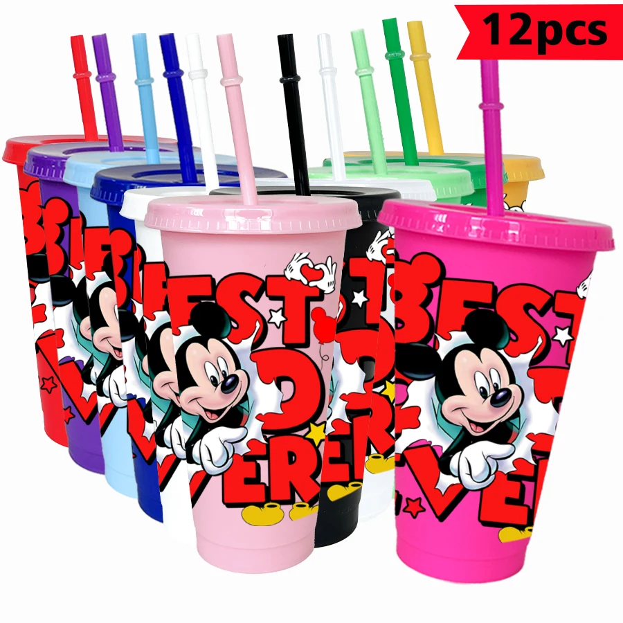 

12 pcs/pack Disney, Mickey Mouse, Star 26oz colorful plastic tumbler birthday party drinking utensils juice coffee cup