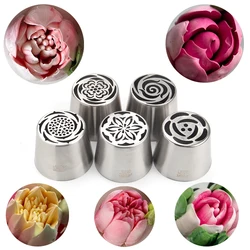 MRF New Arrivals 5 PCS Stainless Steel XL Russian Icing Nozzles Set Pastry Baking Tools Kit HBLBNOSET4