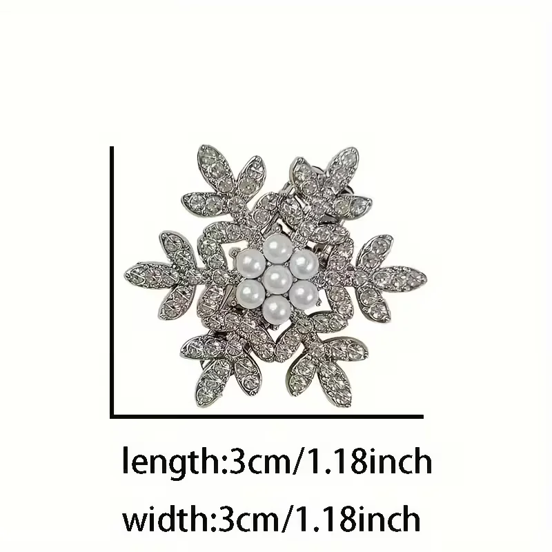 5-teiliges elegantes Schneeflocken-Haarspangen-Set mit glänzenden Strasssteinen und Kunstperlen – perfekt für Herbst und Winter – Detail 3