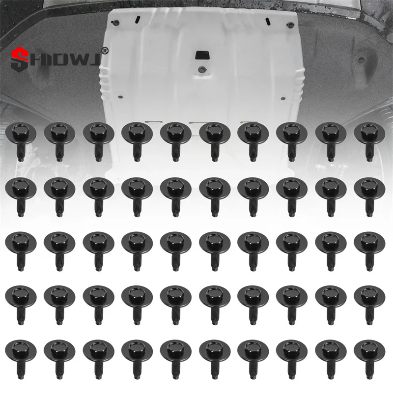 50Pcs M6-1.0 Hex Head Body Bolts Bumper Fender Splash Shield Under Cover Hood,m6 Bolt,hex Bolts,10mm Bolt,20mm Washer