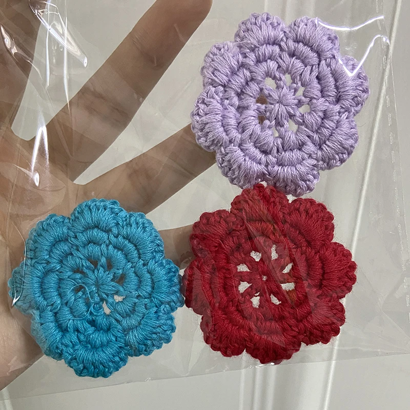 2PCS Crocheted Cotton Knitting Three Layers Flower Lace Hat Clothing DIY Craft Apparel Accessories 5.5cm украшение для вязания