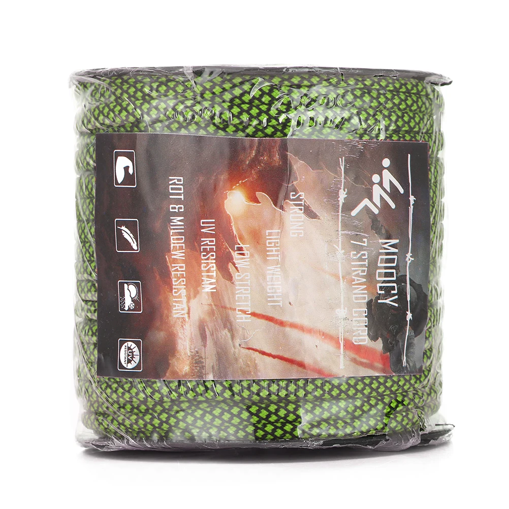 

50m Rescue Tent Rope Braided Bright Color Durable 7 Strands Parachute Rope Camping Clothesline Outdoor Weather Resistant