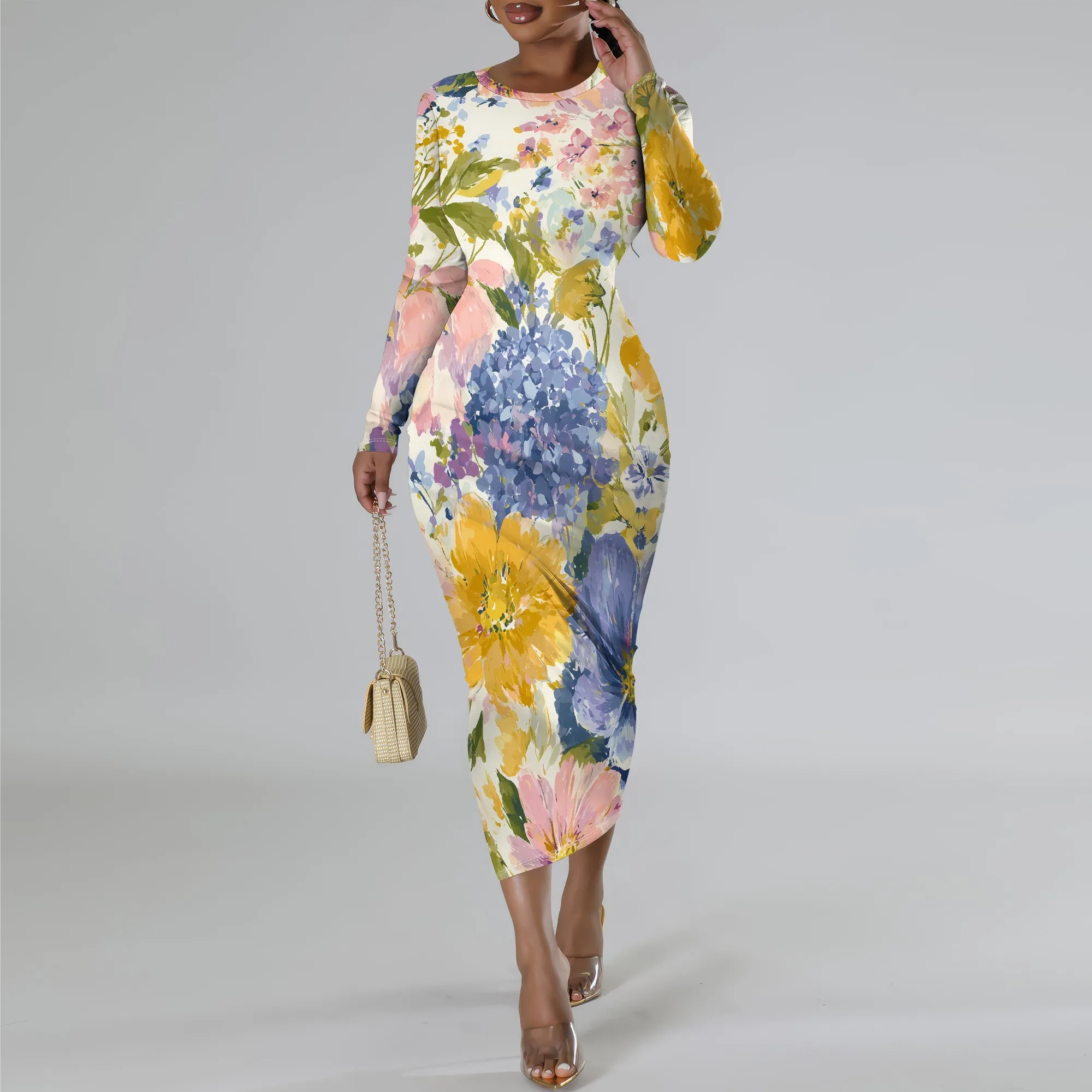 

Nupusa Women's Long Sleeve Floral Dress for Casual Daily