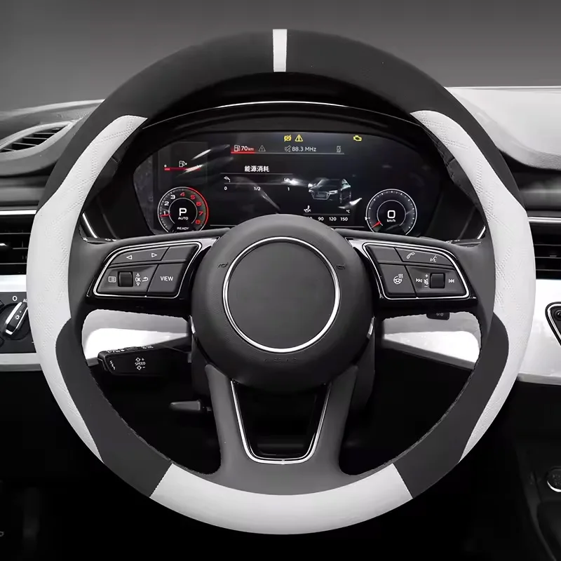 

38cm Suede Steering Wheel Cover for BMW 3/7 Series X3 X5 E36 E39 E46 E60 E90 E92 F10 F20 F30 - Winter Anti-Freezing Car Grip