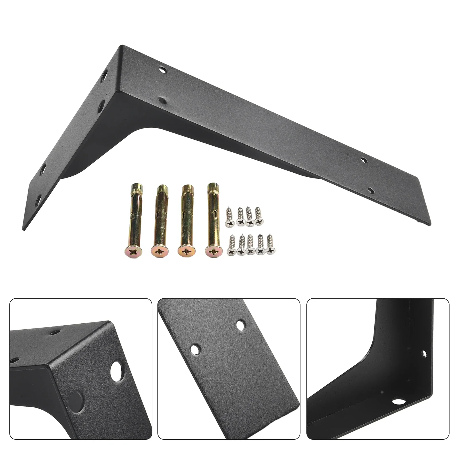 

Bracket Furniture Heavy Duty Bracket Hardware Bracket Large Metal Shelf Wall Mounted 8 X Screws Black Bracket Floating Triangle