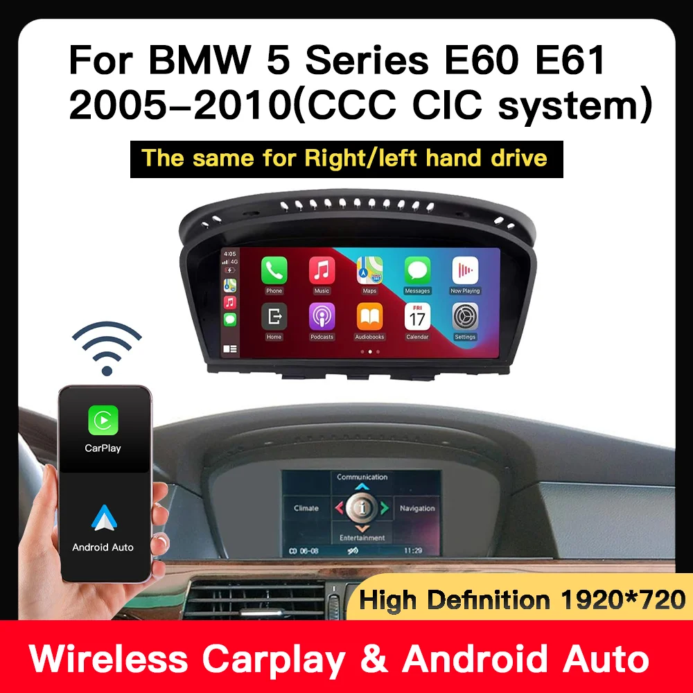 8.8' For BMW 3 5 Series Wireless Apple CarPlay Android Auto E90 E91 E60 E61 2005-2010 CCC CIC Car Multimedia Radio Linux Player