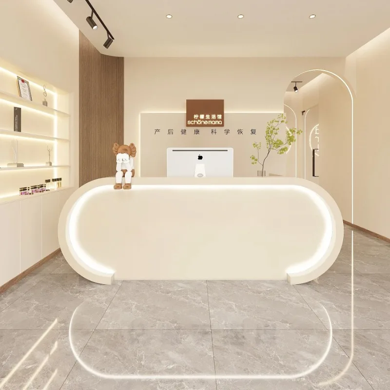 Entrance Tables Vintage Office Furniture Beauty Institute Counter Help Desk Plexiglass Reception Curved Luxury Small Shop Wave