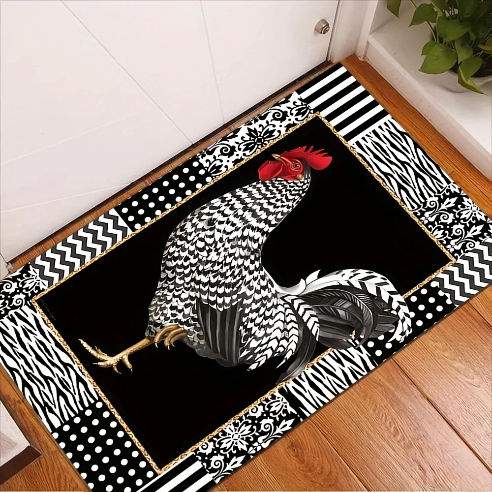 

[Anti-slip Farmhouse Rug] 1pc Anti-slip Chicken Farmhouse Area Rug - Floor Mat for Room Decorative