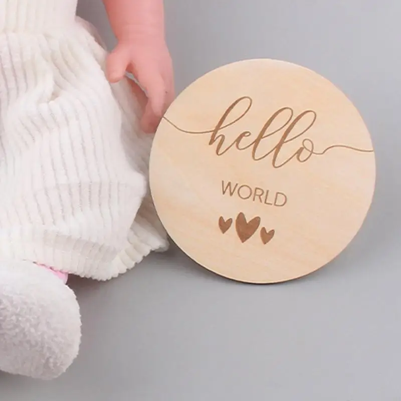 Q22d 12 PCS/مجموعة بطاقات Baby Wooden Cards Memorial Memorial Netors شهرية التسجيل الشهري بطاقات الذكرى السنوية