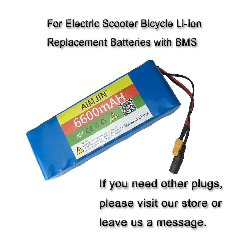 10S2P 18650 36V 6.6Ah Lithium Battery Pack Built-in BMS,For Electric 36V Scooter Bicycle