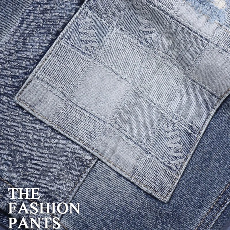 Summer Fashion Retro Men's Jeans Vintage Washed Grey Blue Elastic Slim Fit Split Short Jeans Patch Designer Hip Hop Denim Shorts