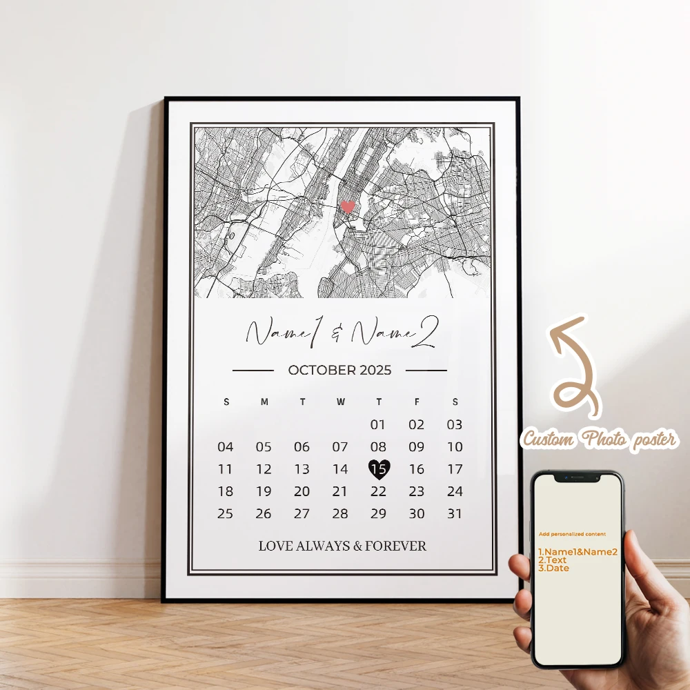 

Modern Customize Personalized Names City Maps Couples Wall Art Print Canvas Painting Poster Picture For Living Room Home Decor