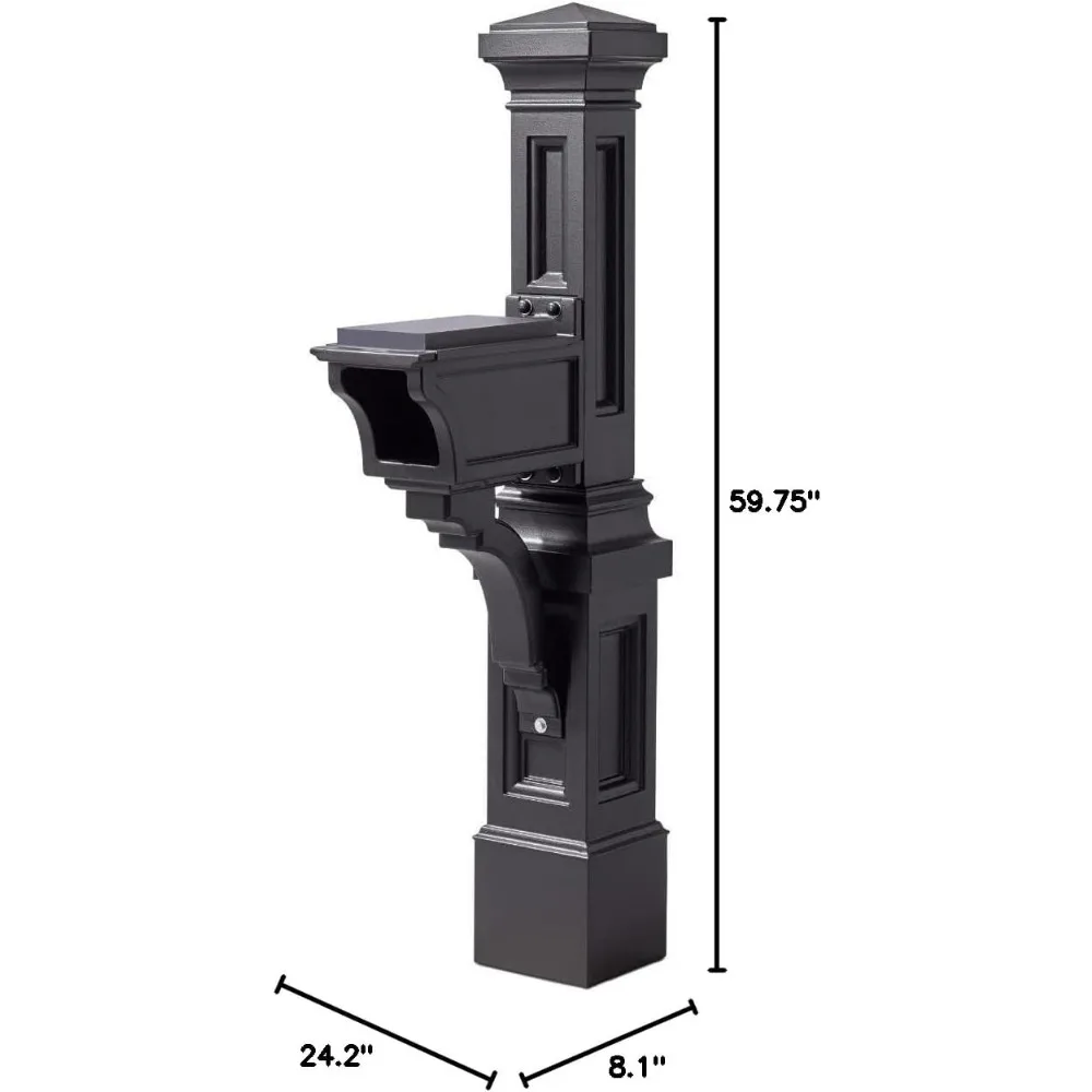 بريد أثرتون، صندوق بريد غير متضمن، مقاوم للطقس، عمود صندوق بريد كبير خارجي، مصنوع من بلاستيك متين، سهل الاستخدام