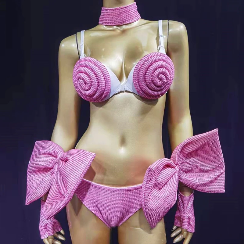 

Sexy Pole Dance Costume Cute Sequins Bikini Wigs Jazz Clothing Bar Nightclub DJ Rave Outfit Stage Performance Wear XS10019