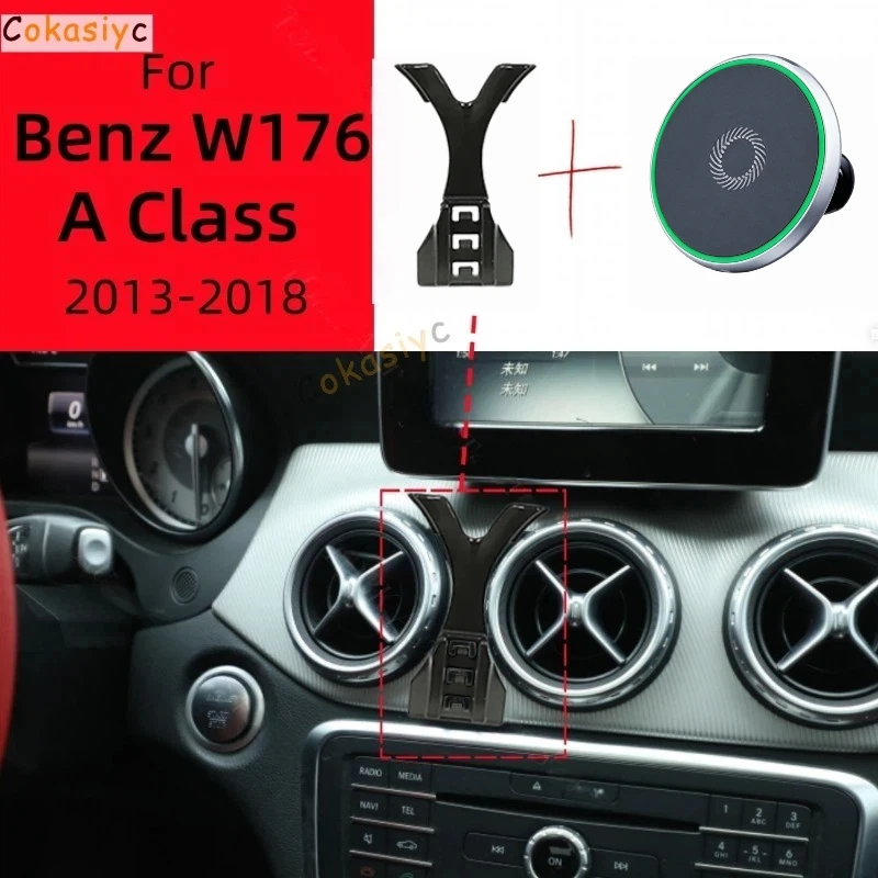 Suporte Magnético para Telefone de Carro para Mercedes Benz Classe A W176 2013-2018 com Carregamento Sem Fio e Base Fixa Especial MagSafe