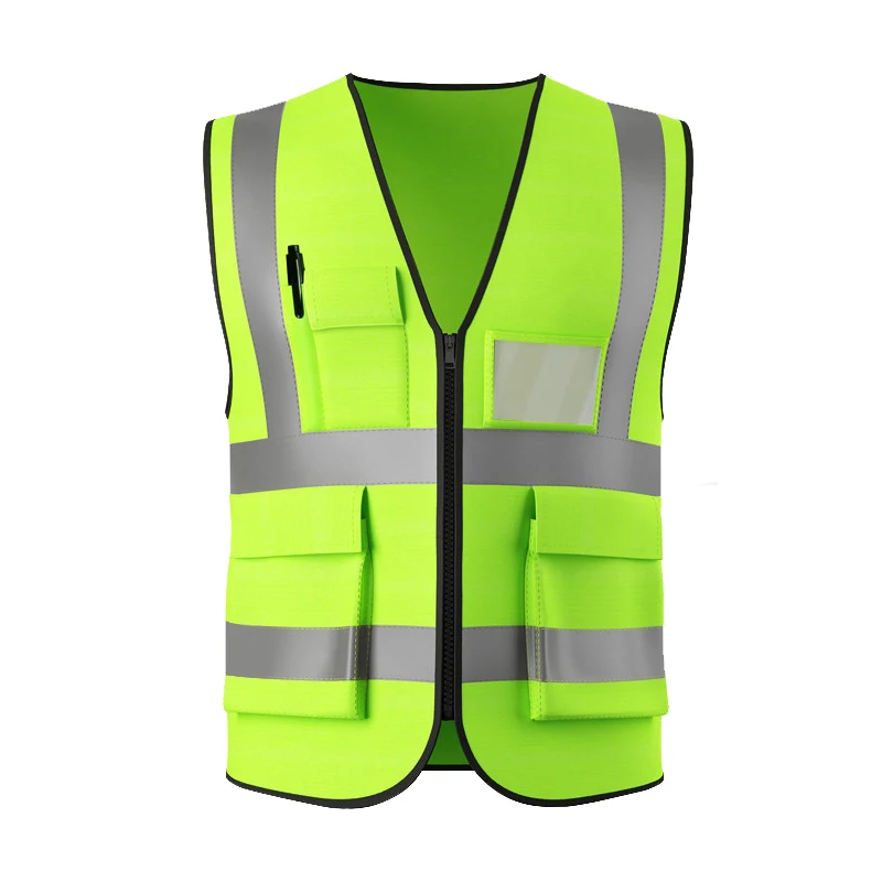 Purple Safety Vest with Zipper and Pockets Construction Work Vest for Men Reflector