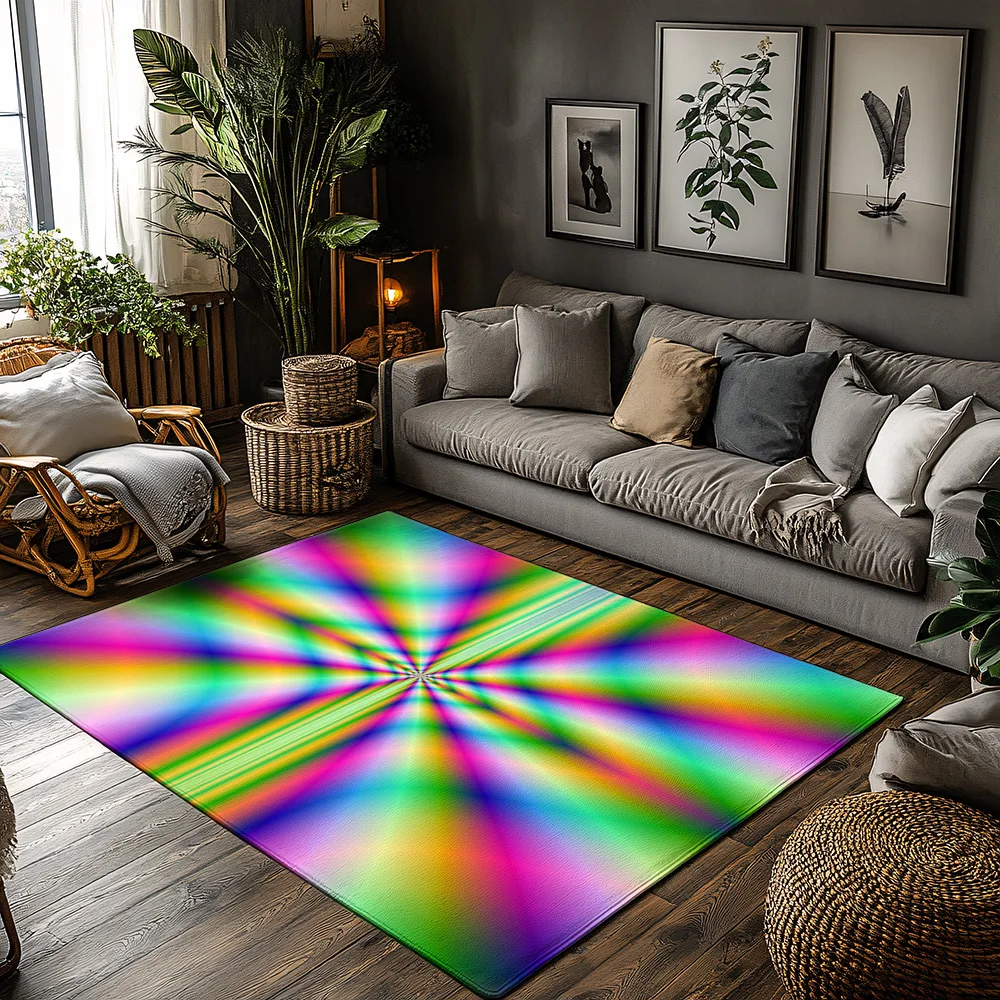 

Tuniu Psychedelic Optical Illusion Colorful Rug Mat for Living Room Bedroom Home Decor