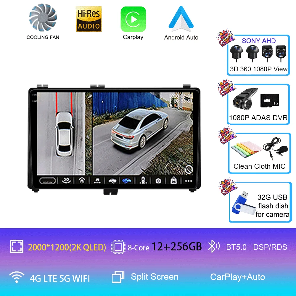 Android 16 voor Toyota Corolla Auris 2017 2018 Carplay Auto GPS Navigatie Autoradio DSP Head Unit BT Videospeler 2 Din Stereo