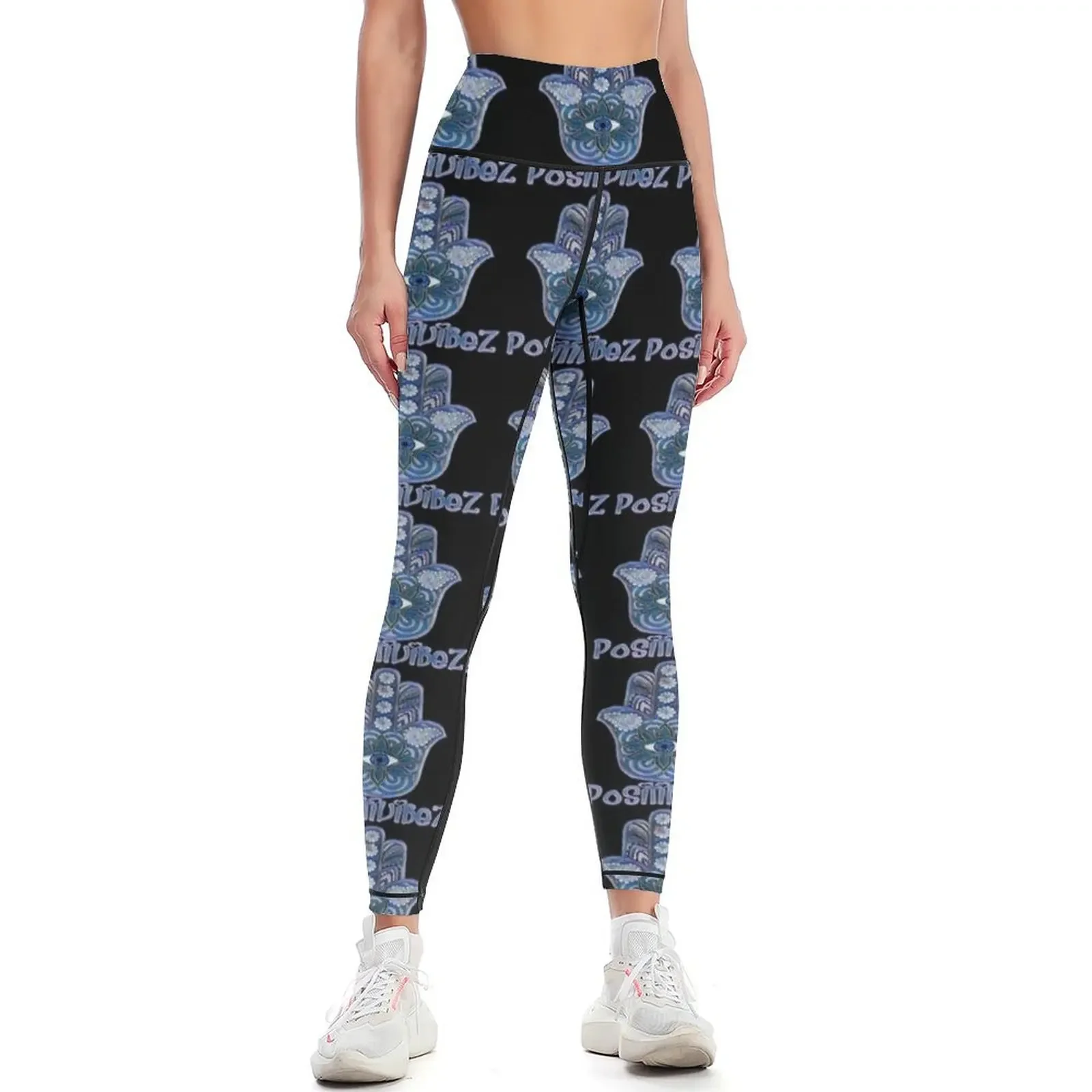 

Blue PoSiTiViBeZ Hamsa Leggings active wear sporty woman push up Sports pants for Women's fitness Womens Leggings