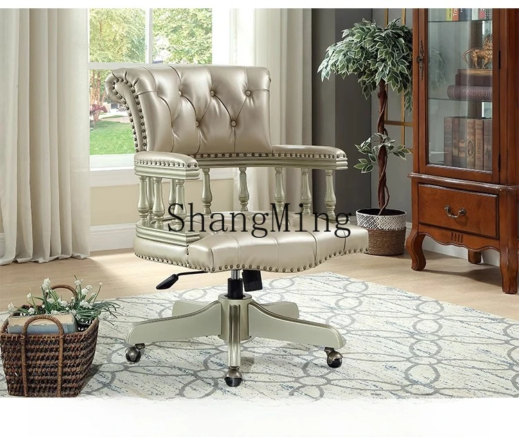 CL  good-looking Solid Wood Book Chair Leather Office Computer Chair Home casual Study Chair