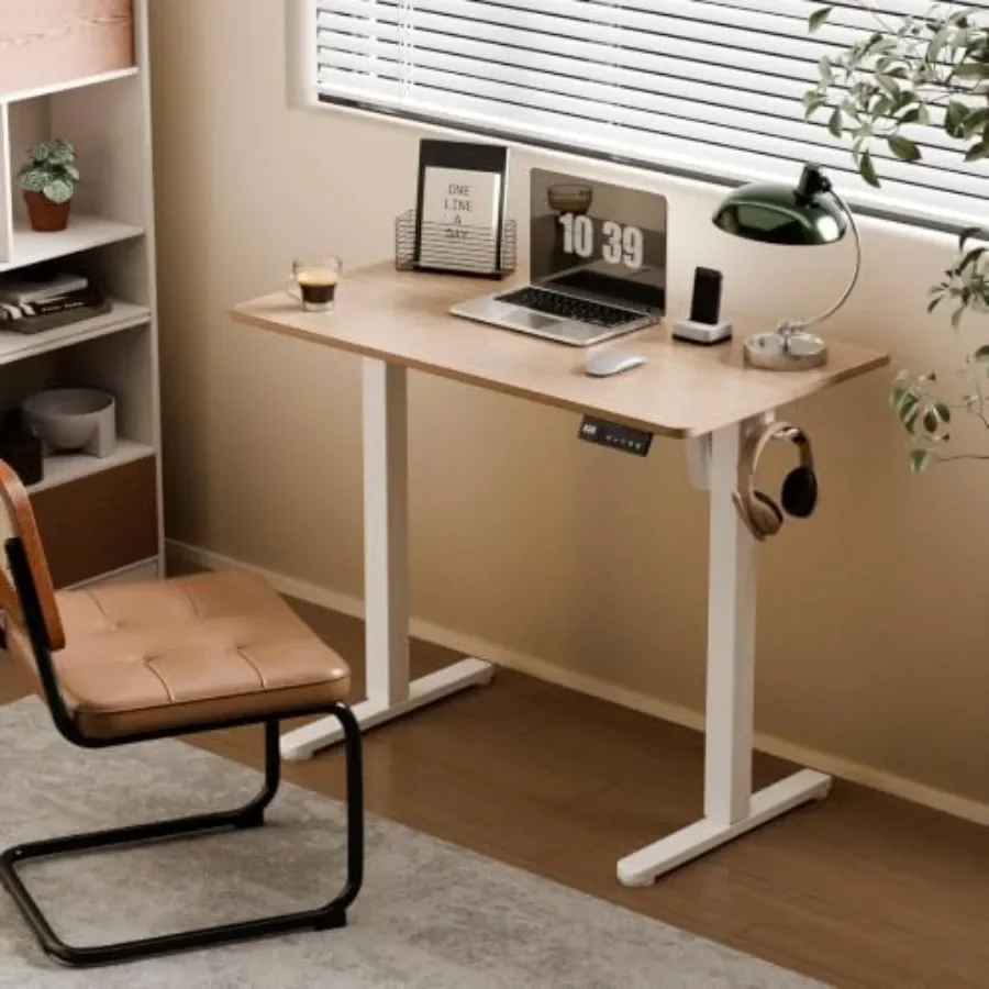 35 Electric Standing Desk for Home Office, Steel Frame in Matte Black with Smooth Height Adjustment and Compact Design