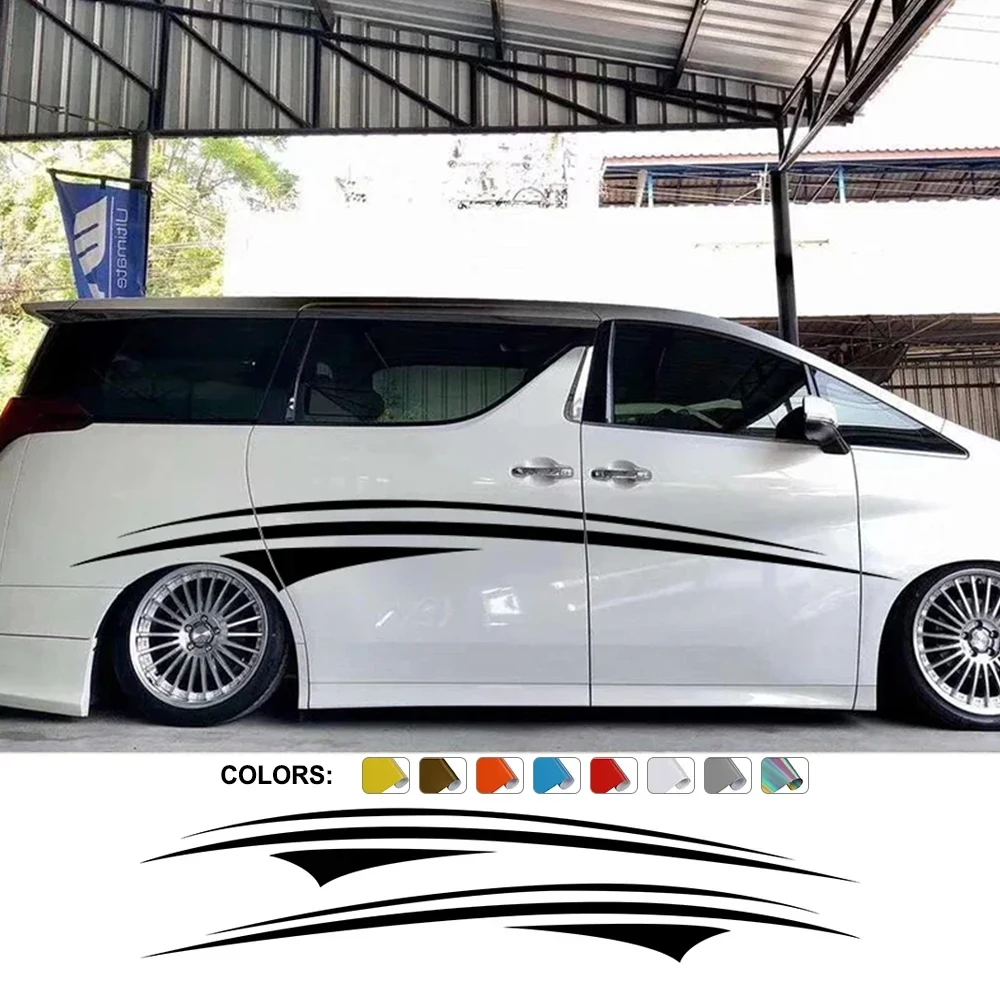 2Pcs Van Door Side Stickers Graphics Stripes Kit Cover Auto Body Decor Camper Car Horsebox Caravan RV Vinyl Decals Accessories