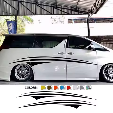 2Pcs Van Door Side Stickers Graphics Stripes Kit Cover Auto Body Decor Camper Car Horsebox Caravan RV Vinyl Decals Accessories