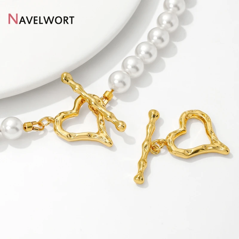 18K Gold Plated Heart Shape OT Clasps Hooks Connector,DIY Bracelet Necklace Making Materials,Brass Metal Toggle Clasps Connector - view 6