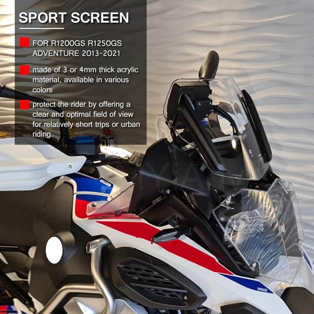 Windshield R1200GS LC 2013-2024 Motorcycle Windscreen GS ADV 1250 For BMW R1250GS Wind Deflector Protector Sport Screen Shield view 2