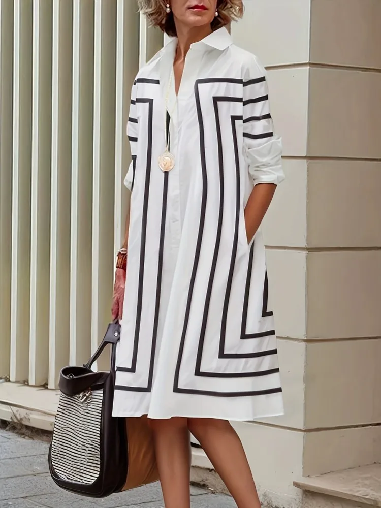 1XL-5XL Plus Size Women Clothes Dresses Autumn Spring Robes Long Sleeve Street Style Casual 3XL Big Size Dress Oversized