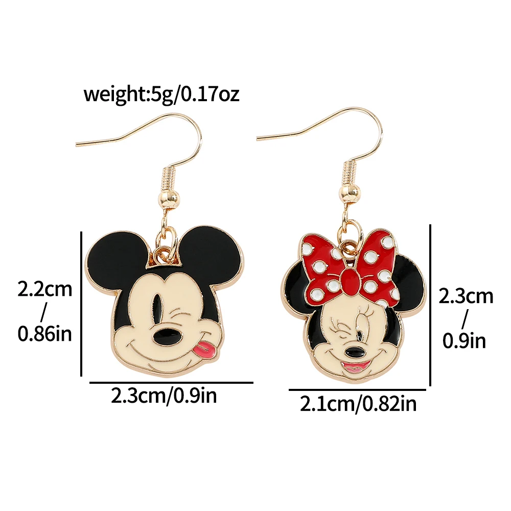 Mickey Mouse Dangle Earring, Ear Clips, Asymmetric Cute Cartoon Character Pattern, Girls Accessories, Fashion Jewelry Gifts
