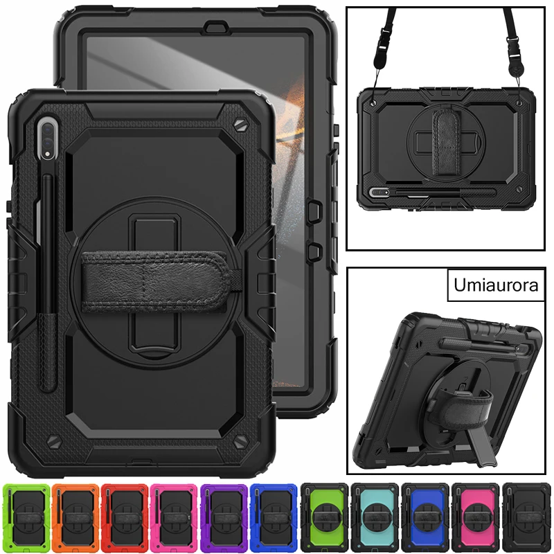 

For Samsung Tab S7 S8 Ultra S9 S10 FE+ Plus SM-X620 12.4 inch SM-X820 Heavy Duty Rugged Tablet Case Stand Strap Shockproof Funda